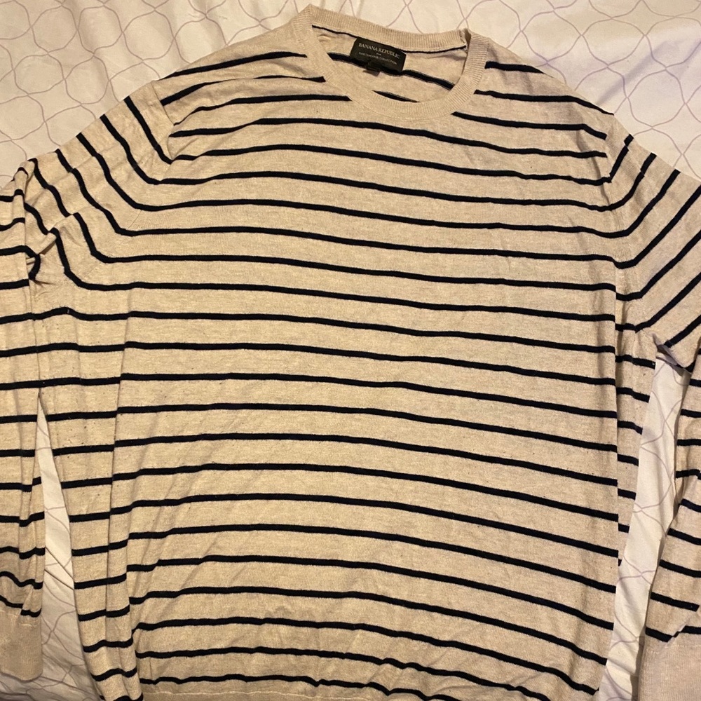 Banana Republic Beige Striped Sweater - 2xl